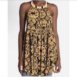 Black and Gold Halter Sleeveless Top